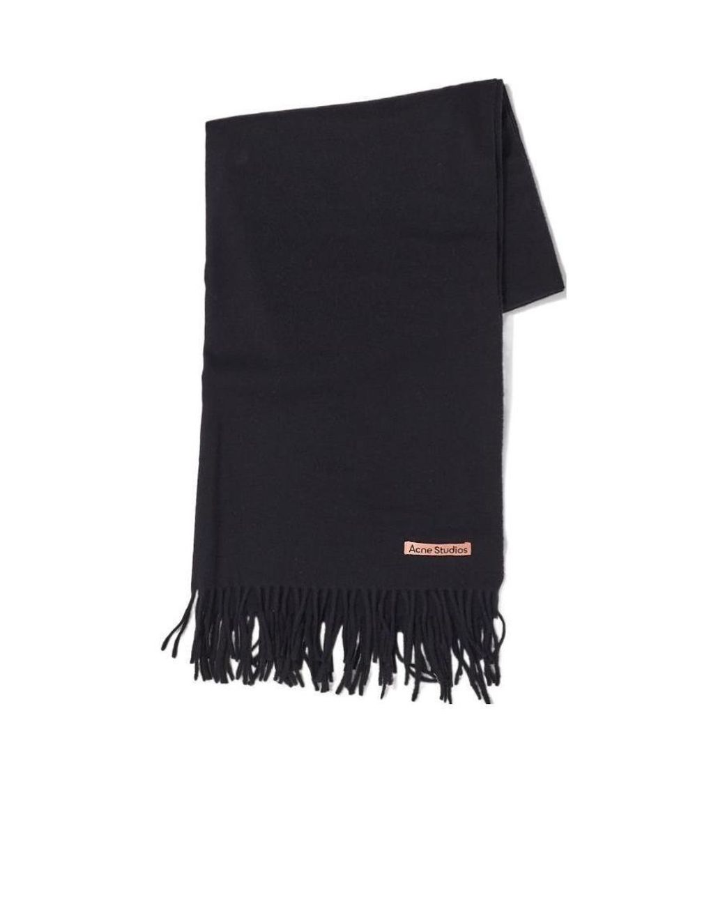 Acne Black Logo Patch Fringed-Edge Scarf for men