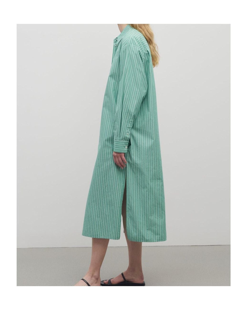 The Row Green Striped Shirt Dress