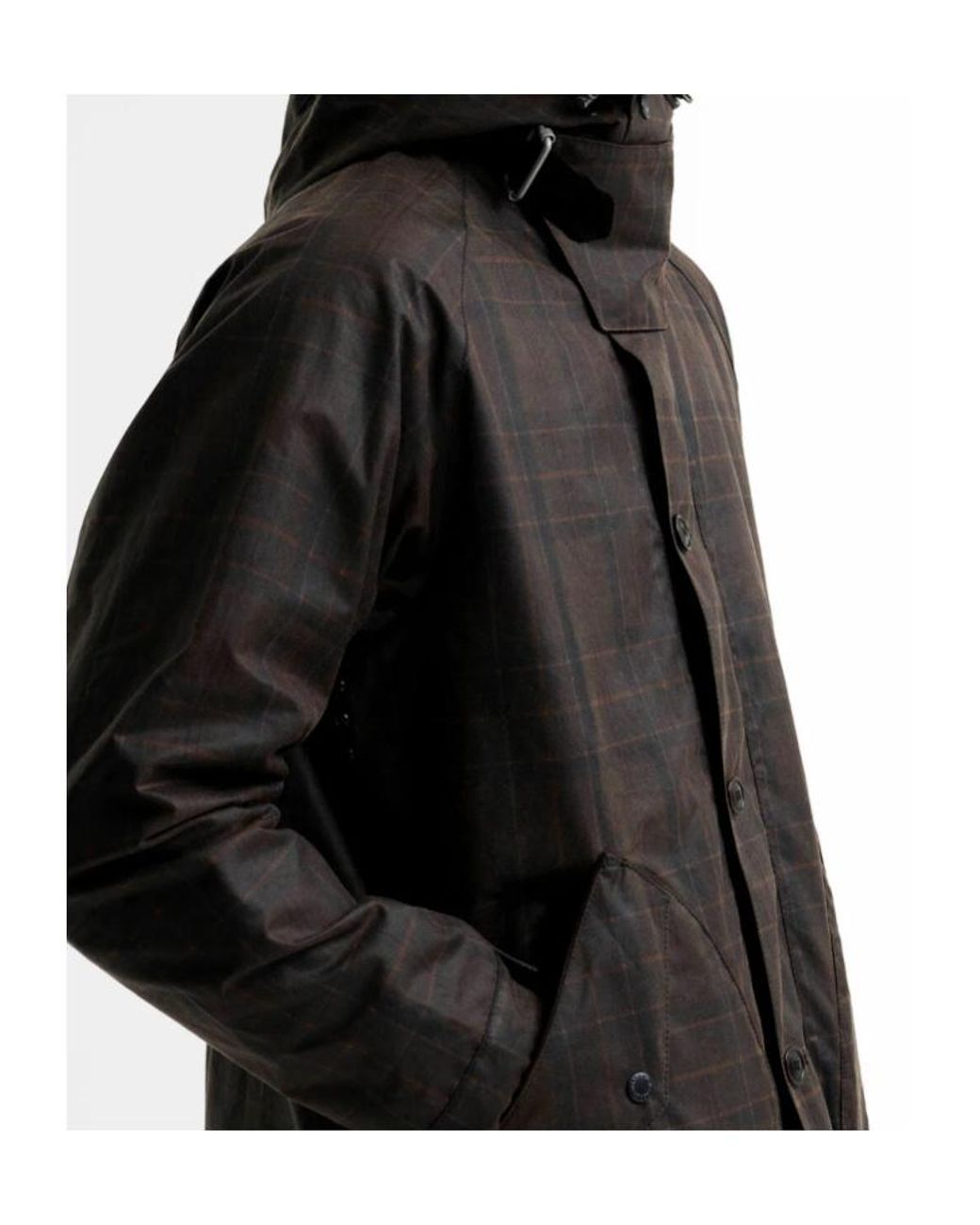 Barbour Black Check-Pattern Hooded Jacket for men