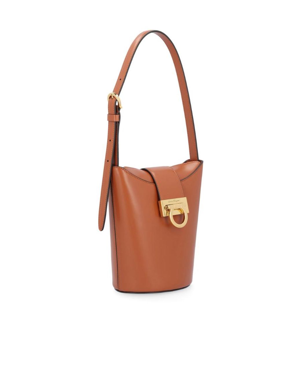 Ferragamo White Trifolio Shoulder Bucket Bag