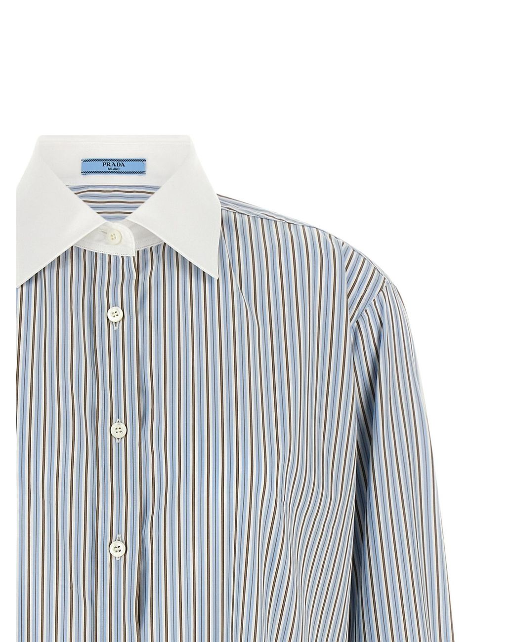 Prada Gray Striped Poplin Shirt