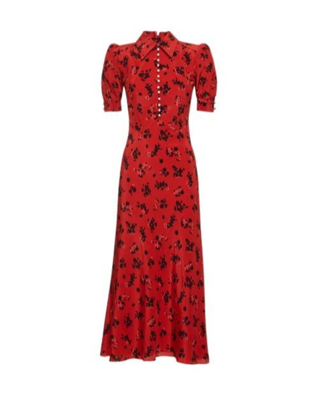 Alessandra Rich Red Short-Sleeved Long Dress
