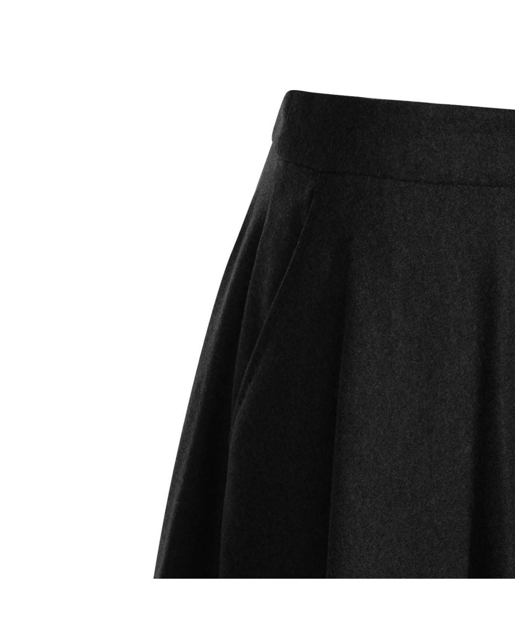 Max Mara Black Long Wool Flannel Skirt