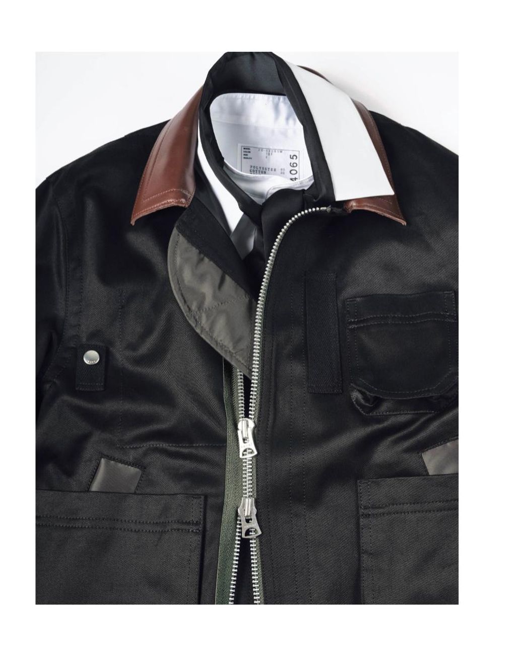 Sacai Black Long-Sleeved Zip-Up Jacket for men