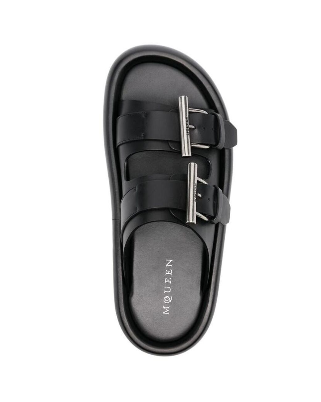 McQueen Black Double Buckle Slip-On Slides for men