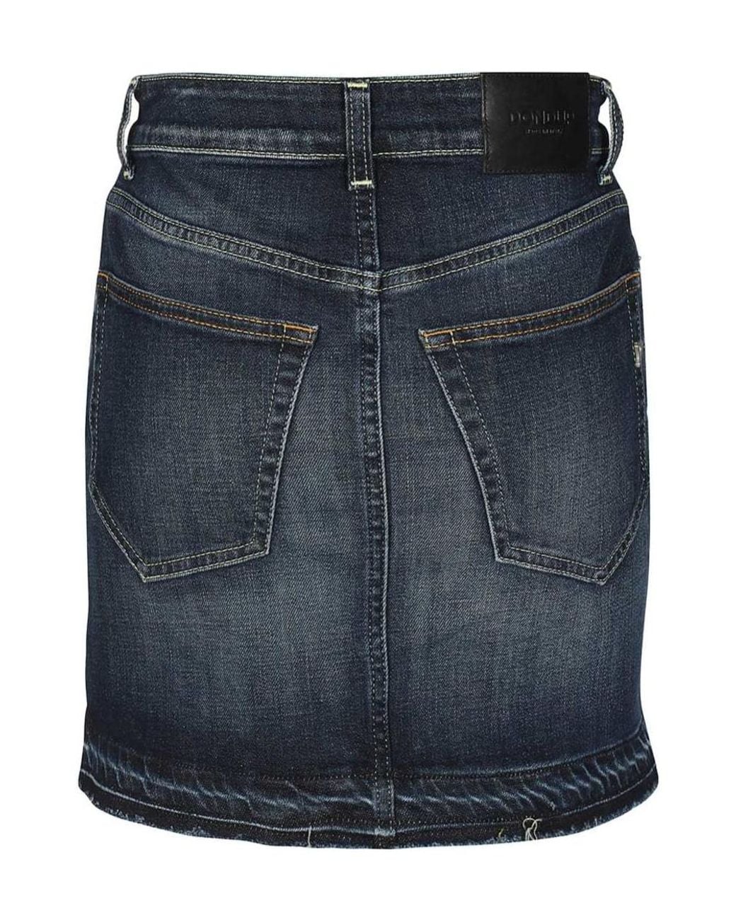 Dondup Blue Faded Denim Mini Skirt