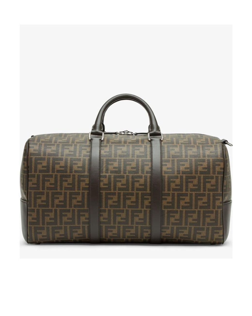 Fendi Brown Logo Detailed Medium Duffle Bag for men