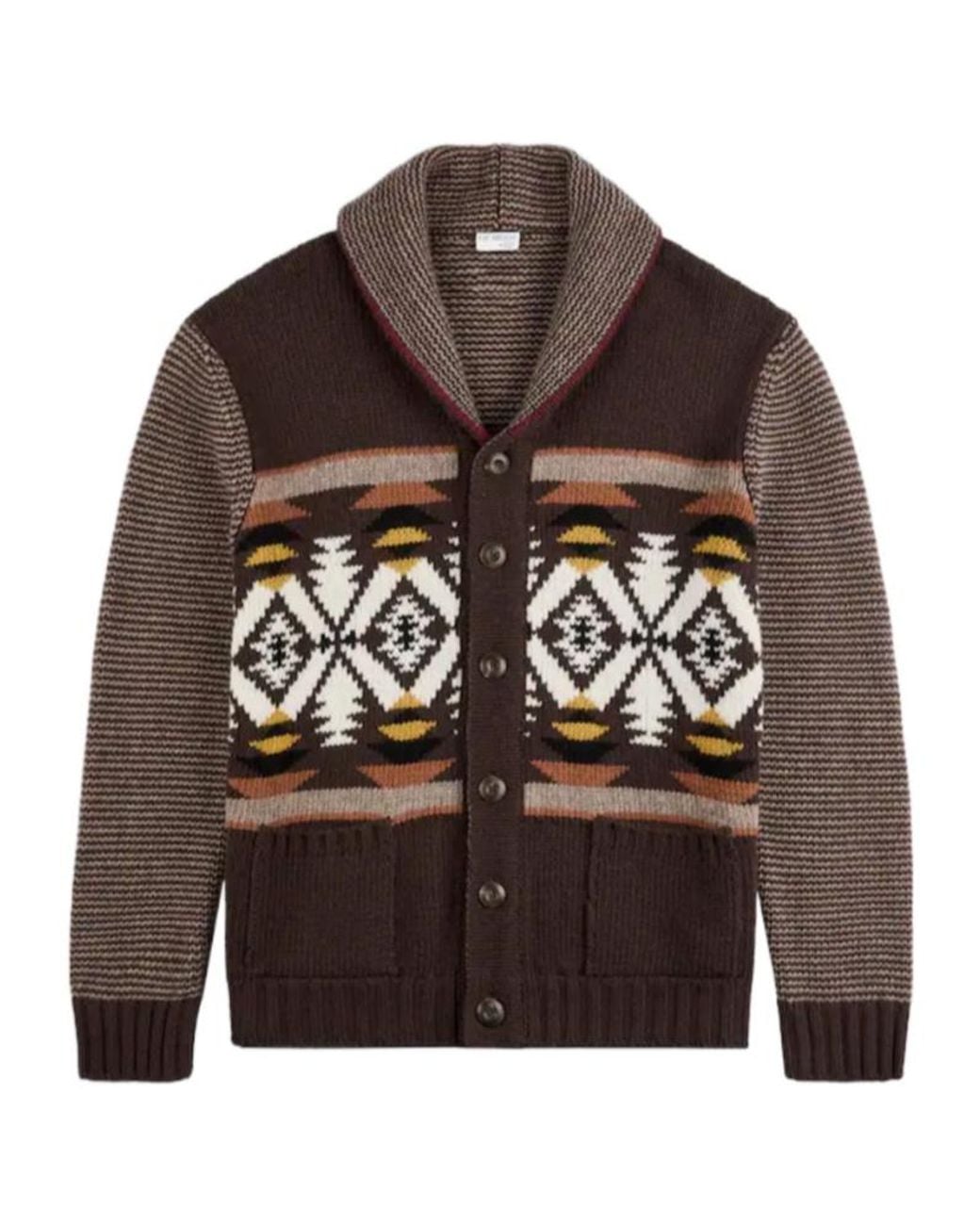 Fay Brown Jacquard Shawl Collar Cardigan for men