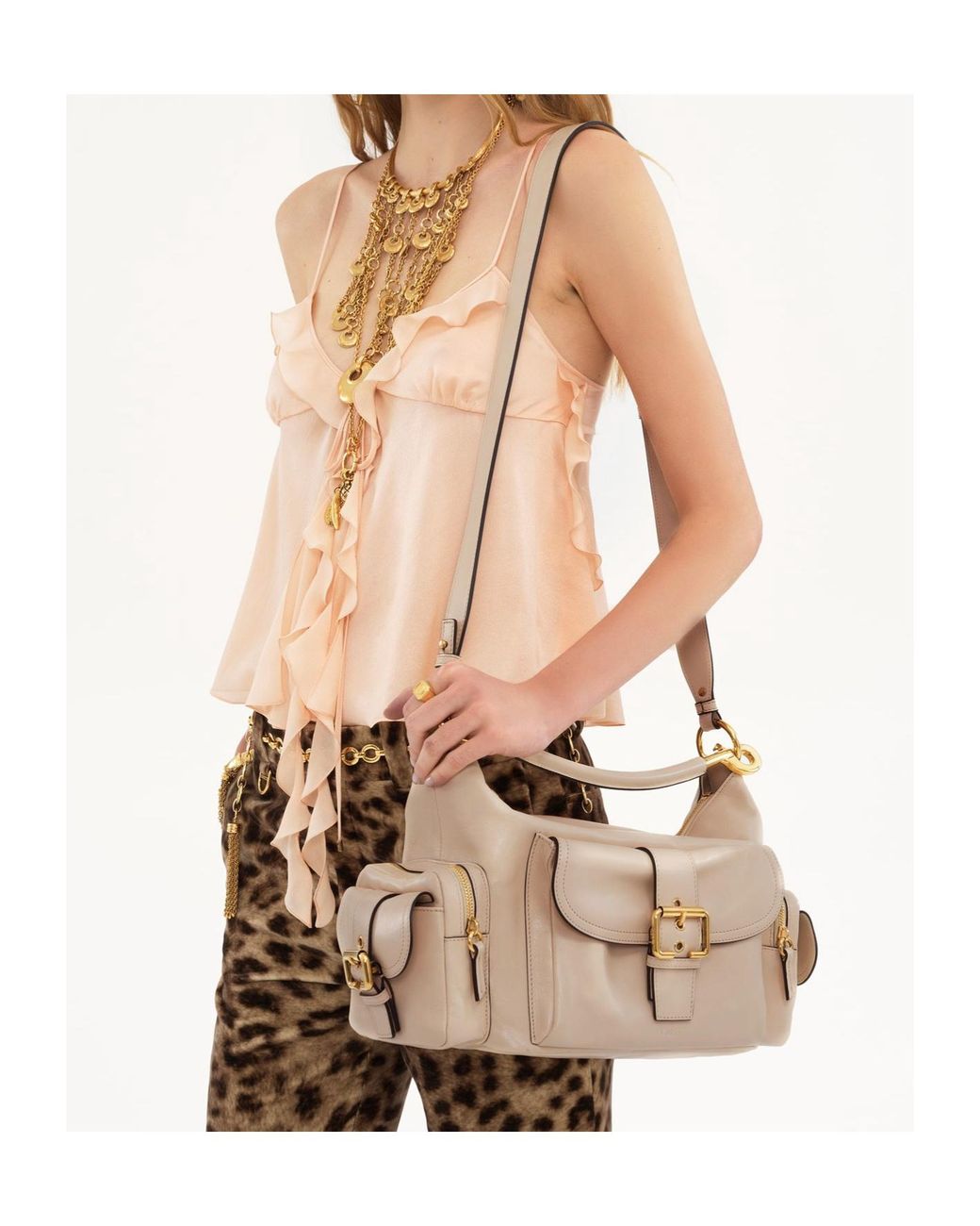 Chloé Natural Chloé Camera Zipped Tote Bag
