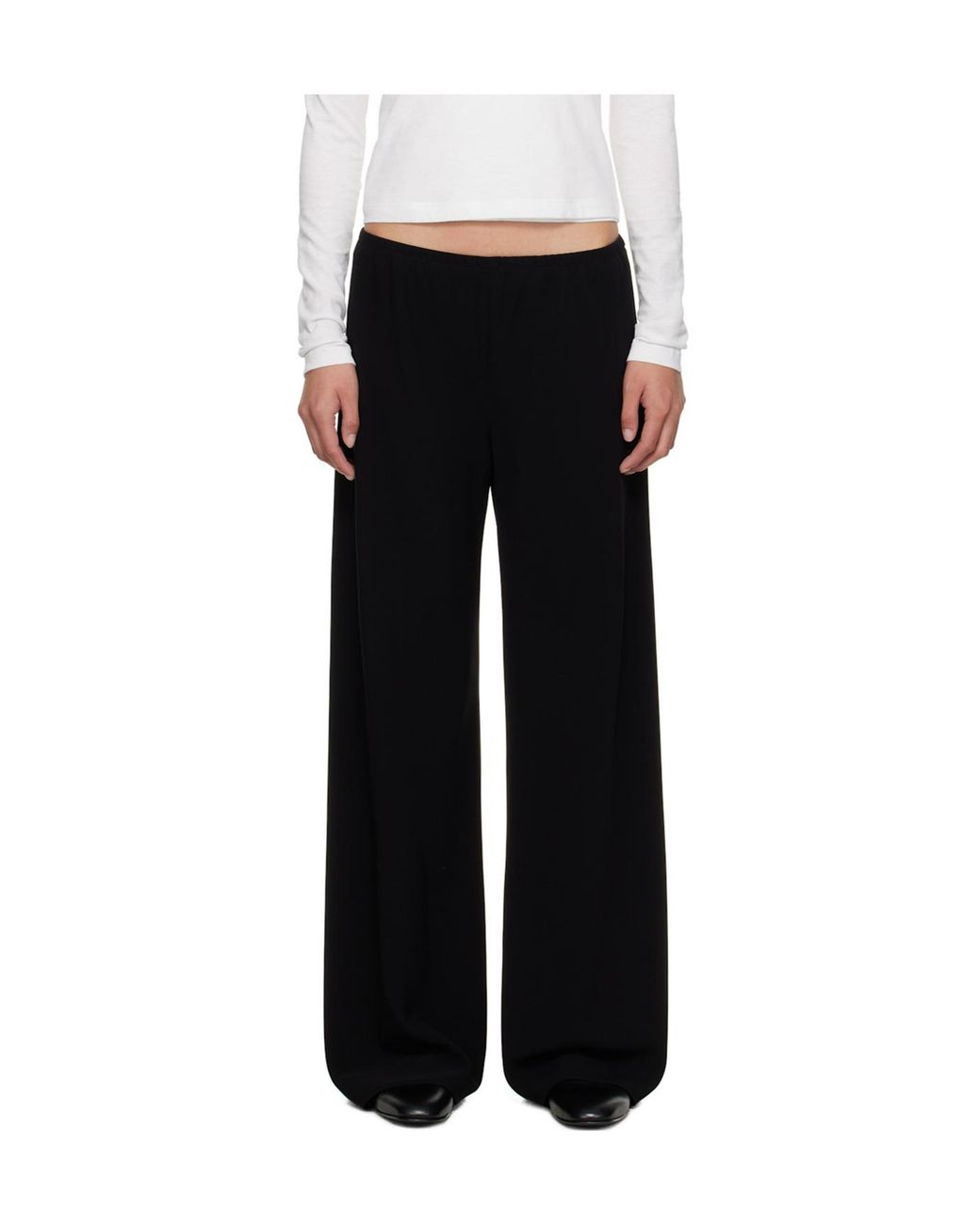 The Row Black Wide-Leg Casual Trousers