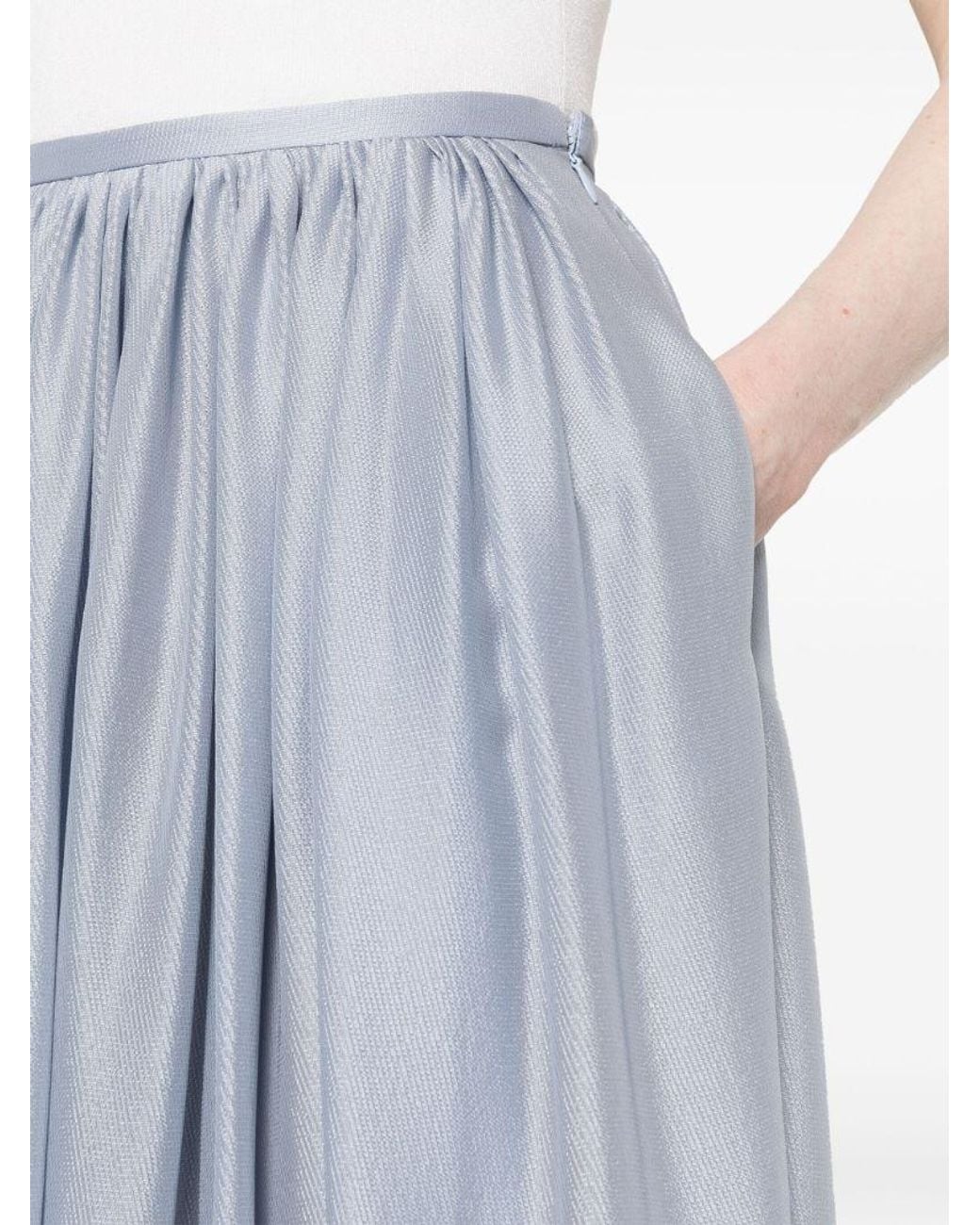Giorgio Armani Blue Ruched Satin Maxi Skirt
