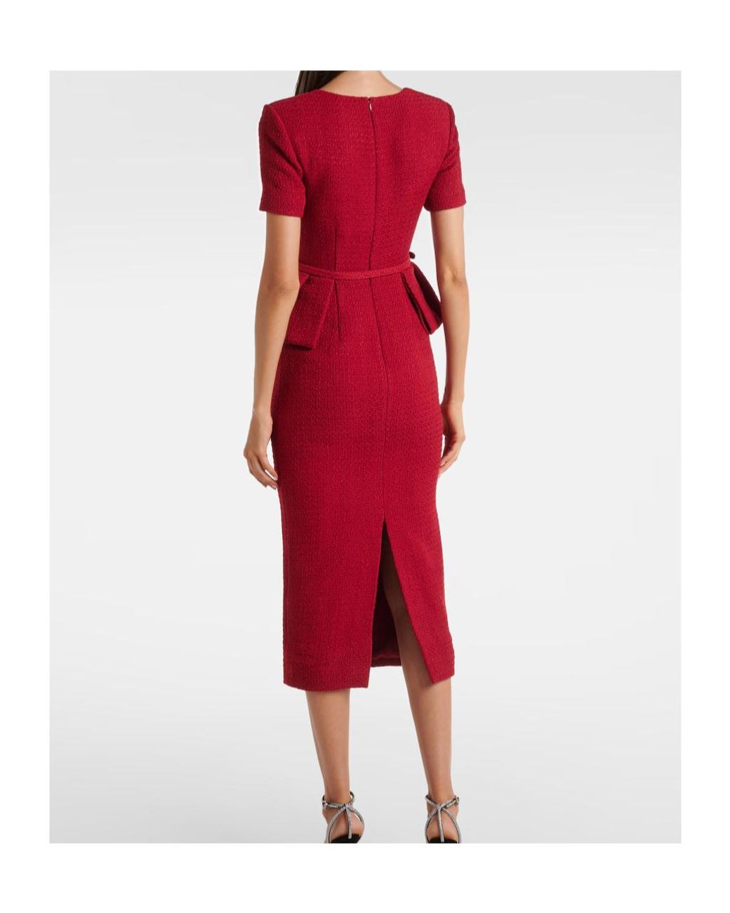 Roland Mouret Red Boucle Midi Dress