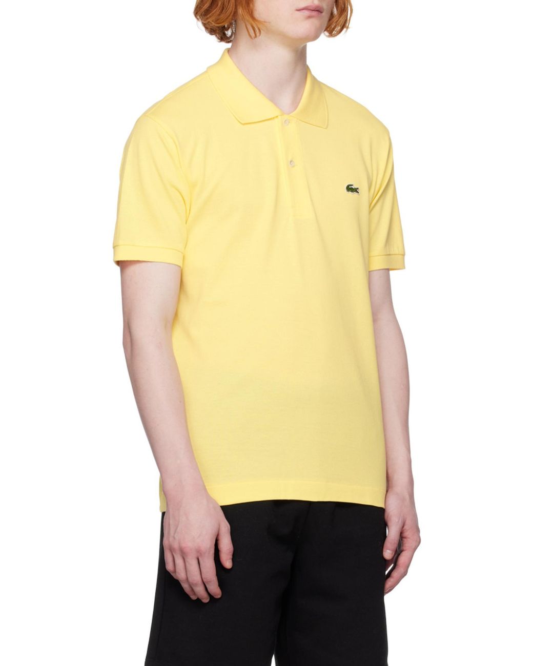 Lacoste Yellow Logo Button Polo Shirt for men