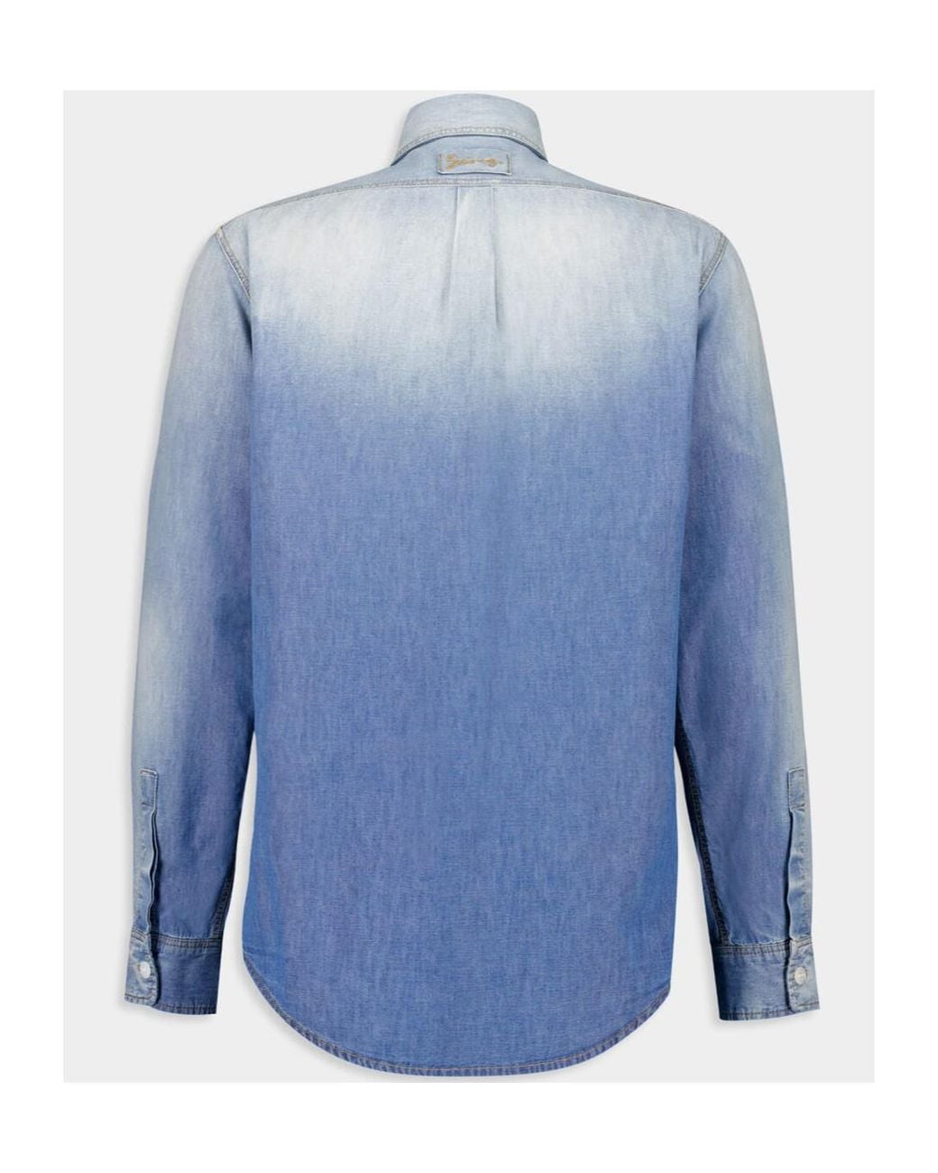 Givenchy Blue Patchwork Denim Shirt for men