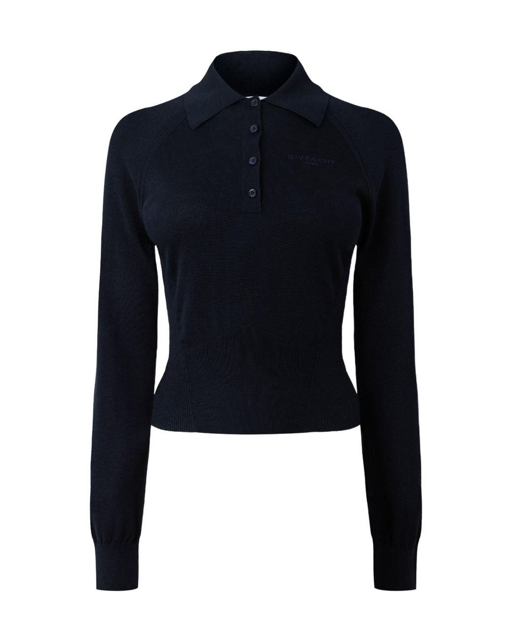 Givenchy Blue Collared Half-Button Long Sleeve Knit Top