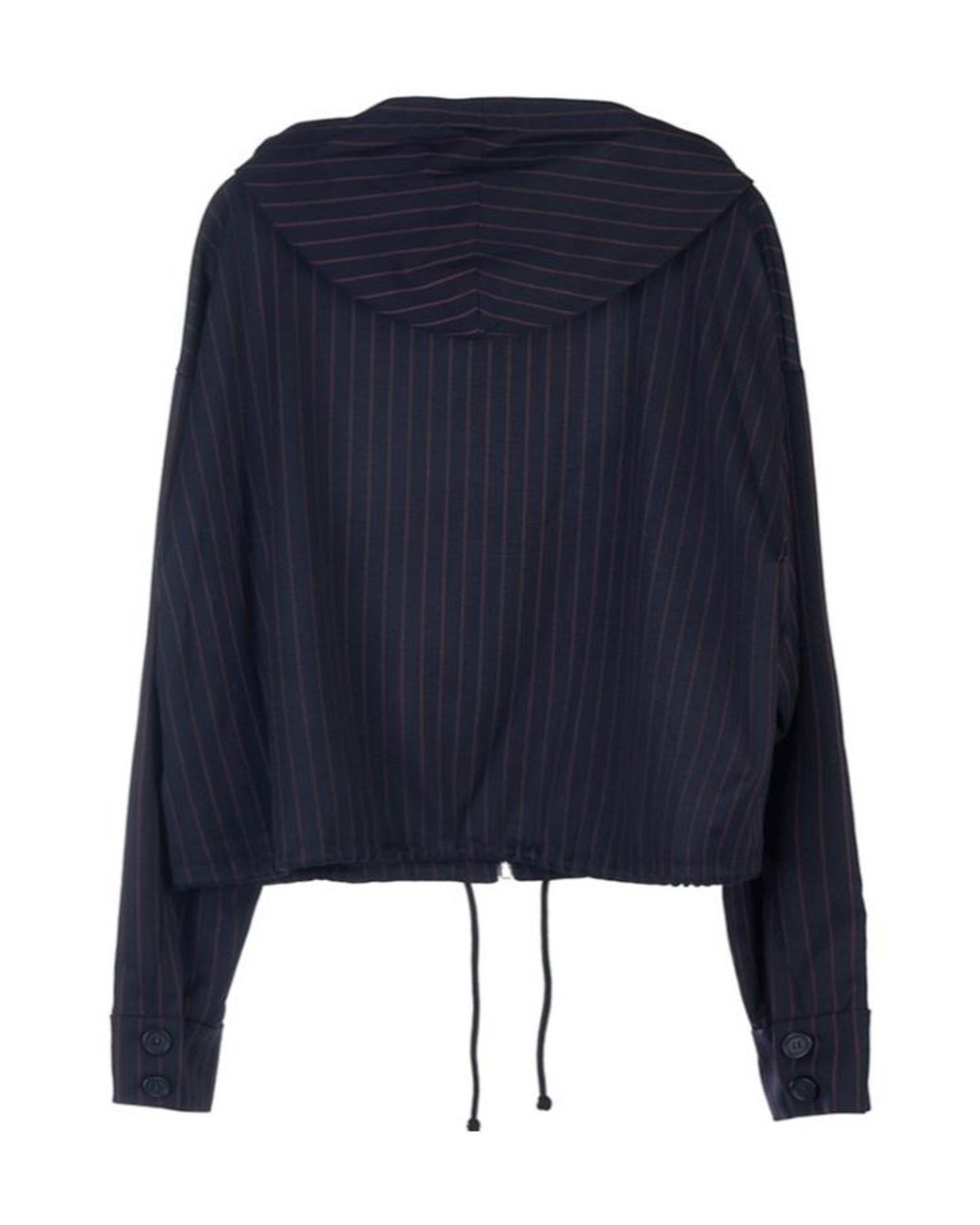 Max Mara Blue Long-Sleeved Hooded Casual Jacket