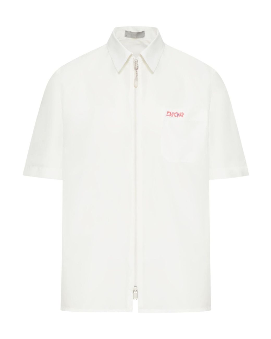 Dior White Homme Zip-Up Short-Sleeved Shirt for men