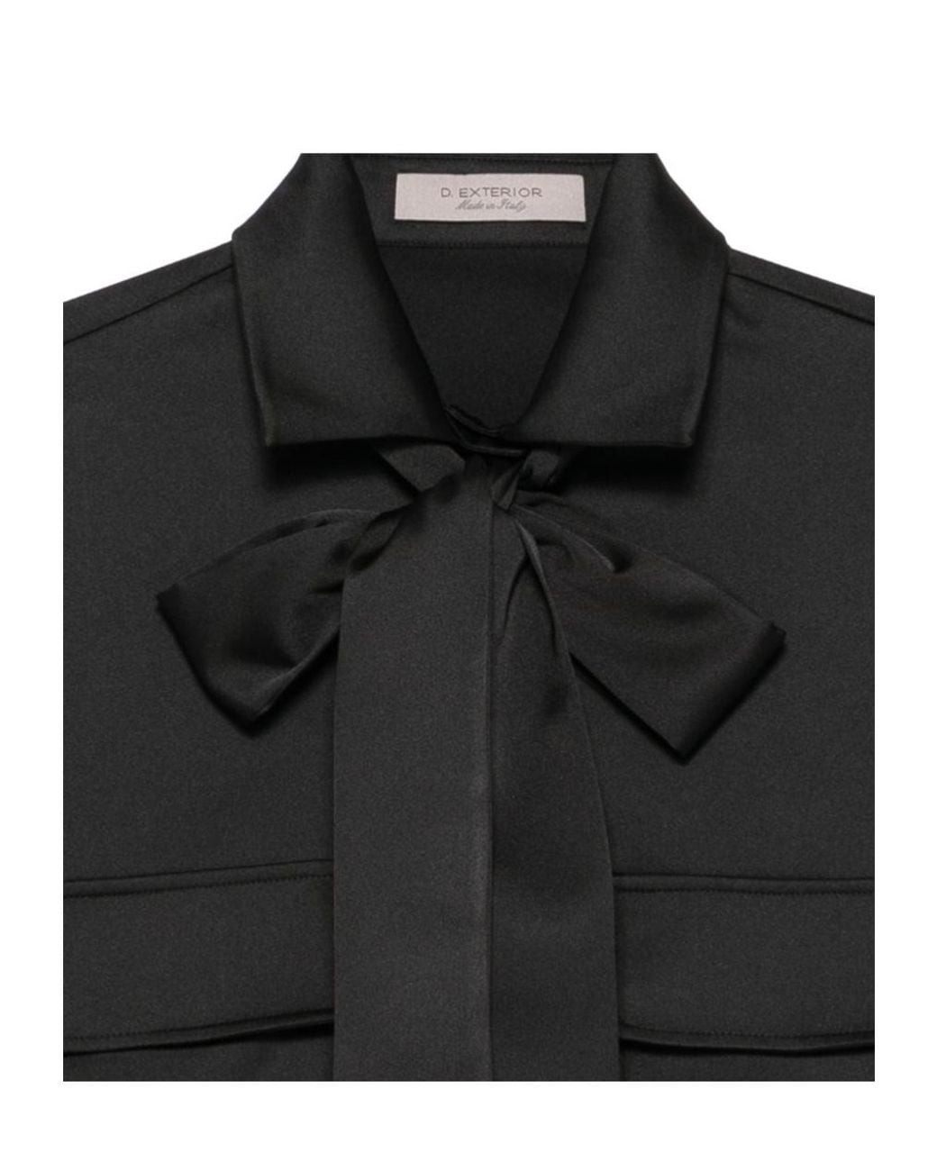 D.exterior Black Bow-Detail Pocket Shirt