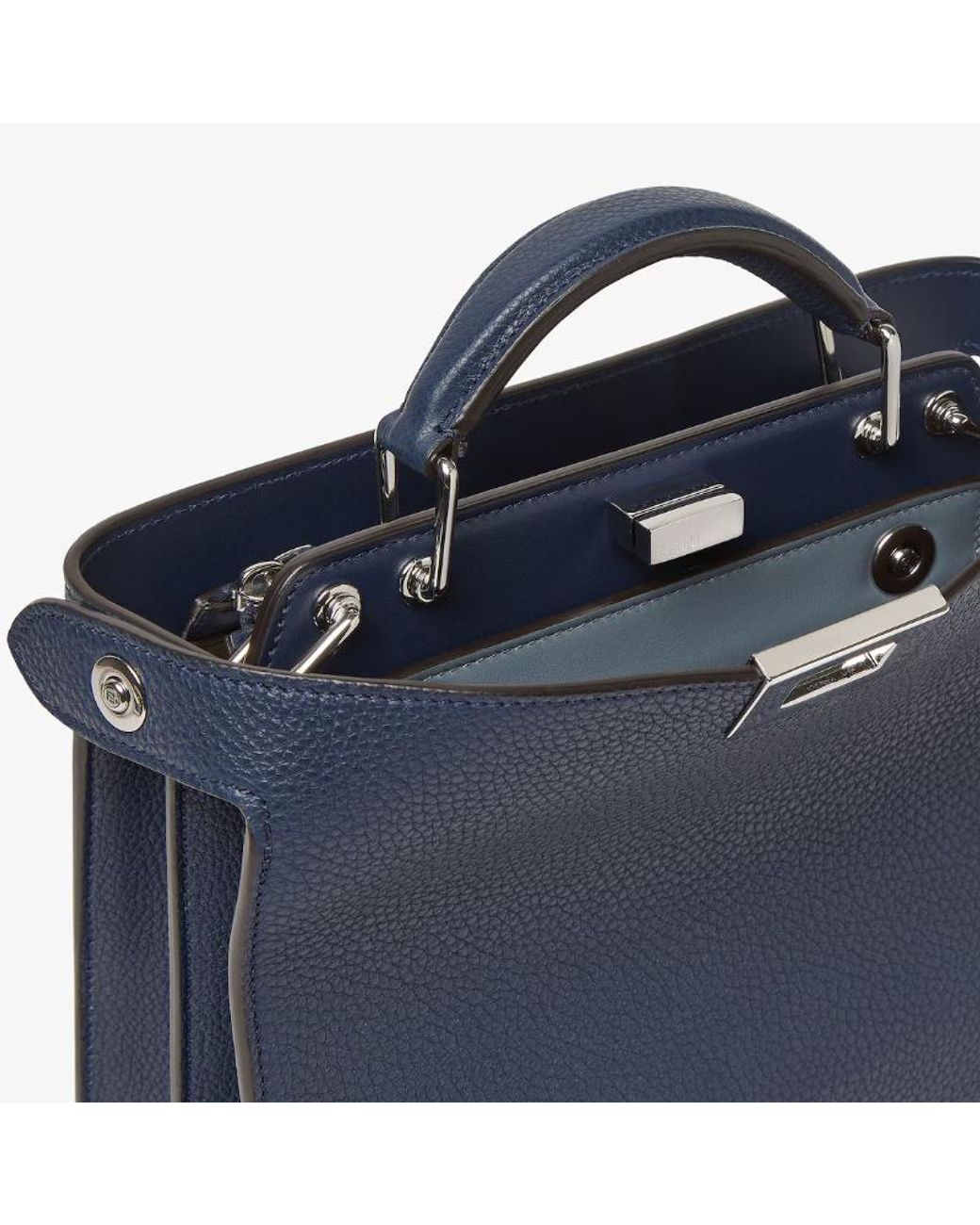 Fendi Blue Peekaboo Iseeu Small Dark Leather Bag for men