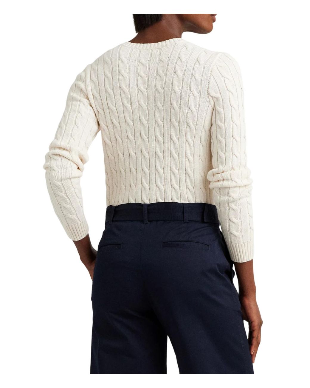 Ralph Lauren White Lauren Logo Embroidered Knitted Jumper