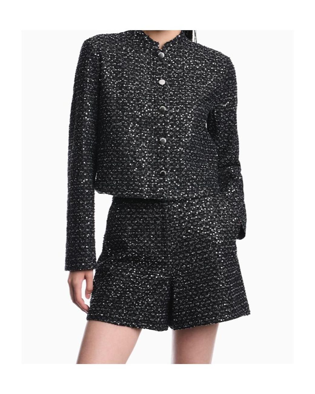 Emporio Armani Black Embellished Cropped Jacket