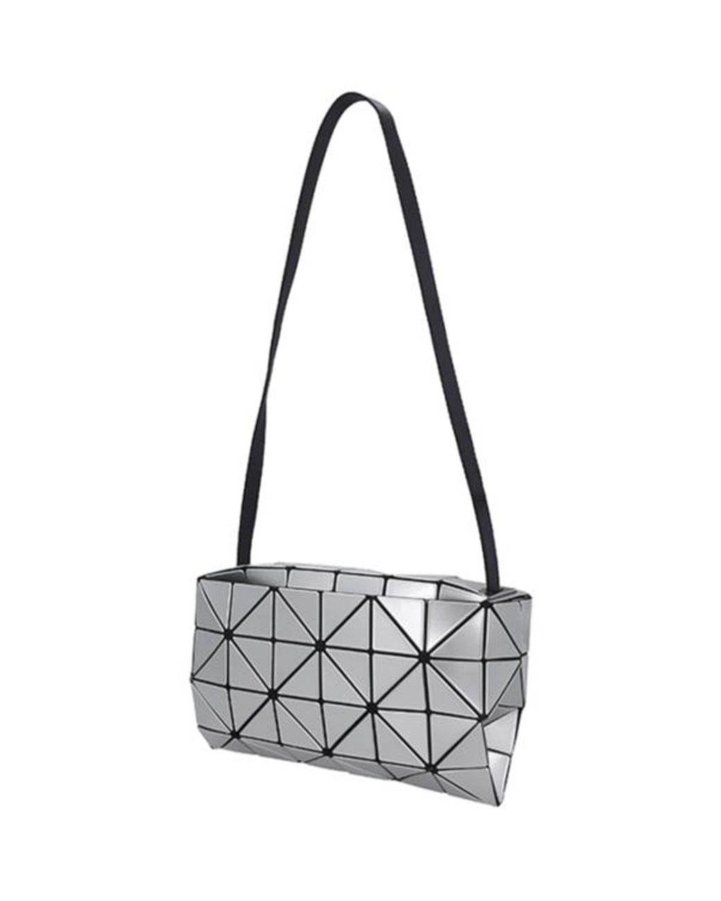 Issey Miyake White Geometric Patchwork Glossy Diamond-Quilt Shoulder Bag for men