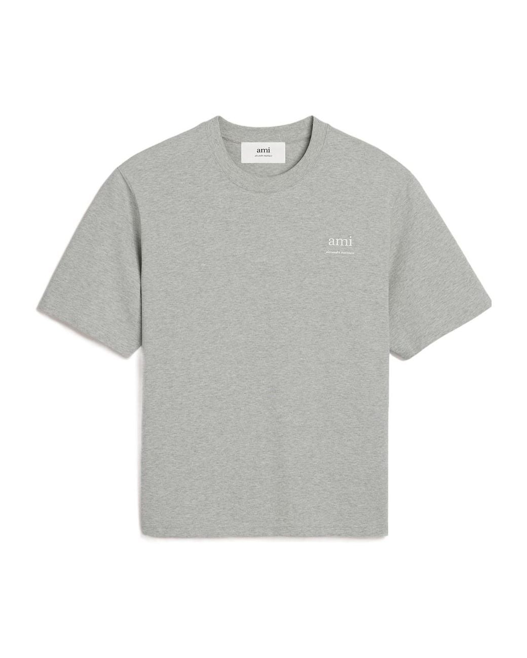 AMI Gray Logo Printed Crewneck T-Shirt