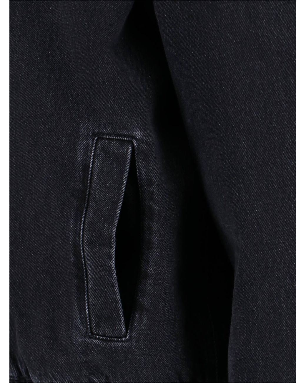 Miu Miu Black Logo-Patch Zipped Denim Padded Jacket