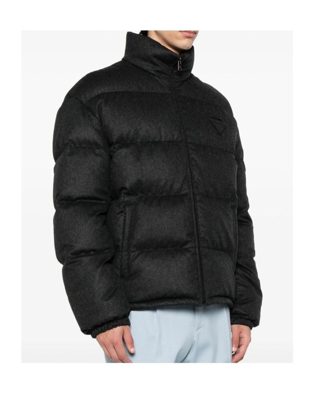 Prada Black High Neck Zip-Up Quilted Jacket for men