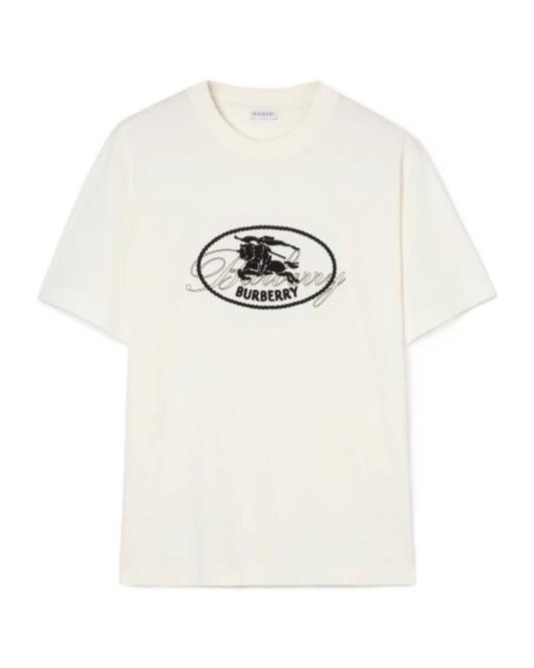 Burberry White Knight Stamp Crewneck T-Shirt for men