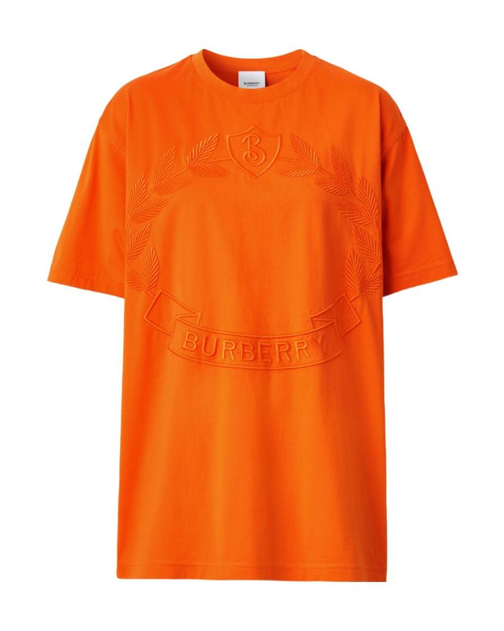 Burberry Orange Logo Embroidered Crewneck T-Shirt