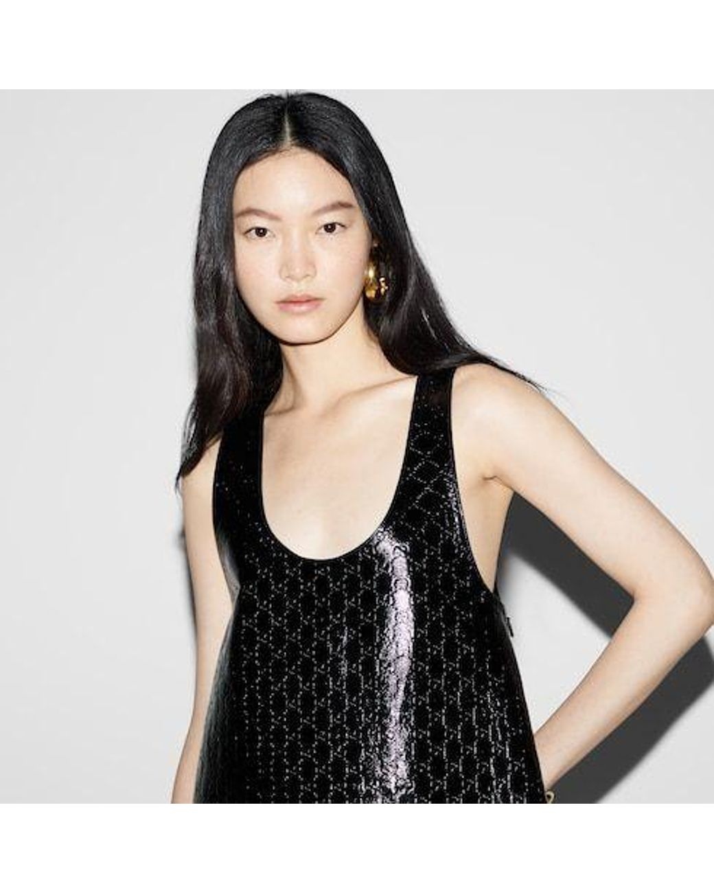 Gucci Black Gg Embossed Mini Dress