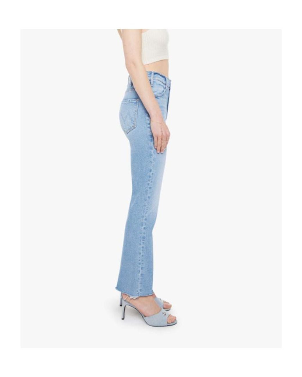 Mother Blue The Hustler Frayed-Hem Jeans