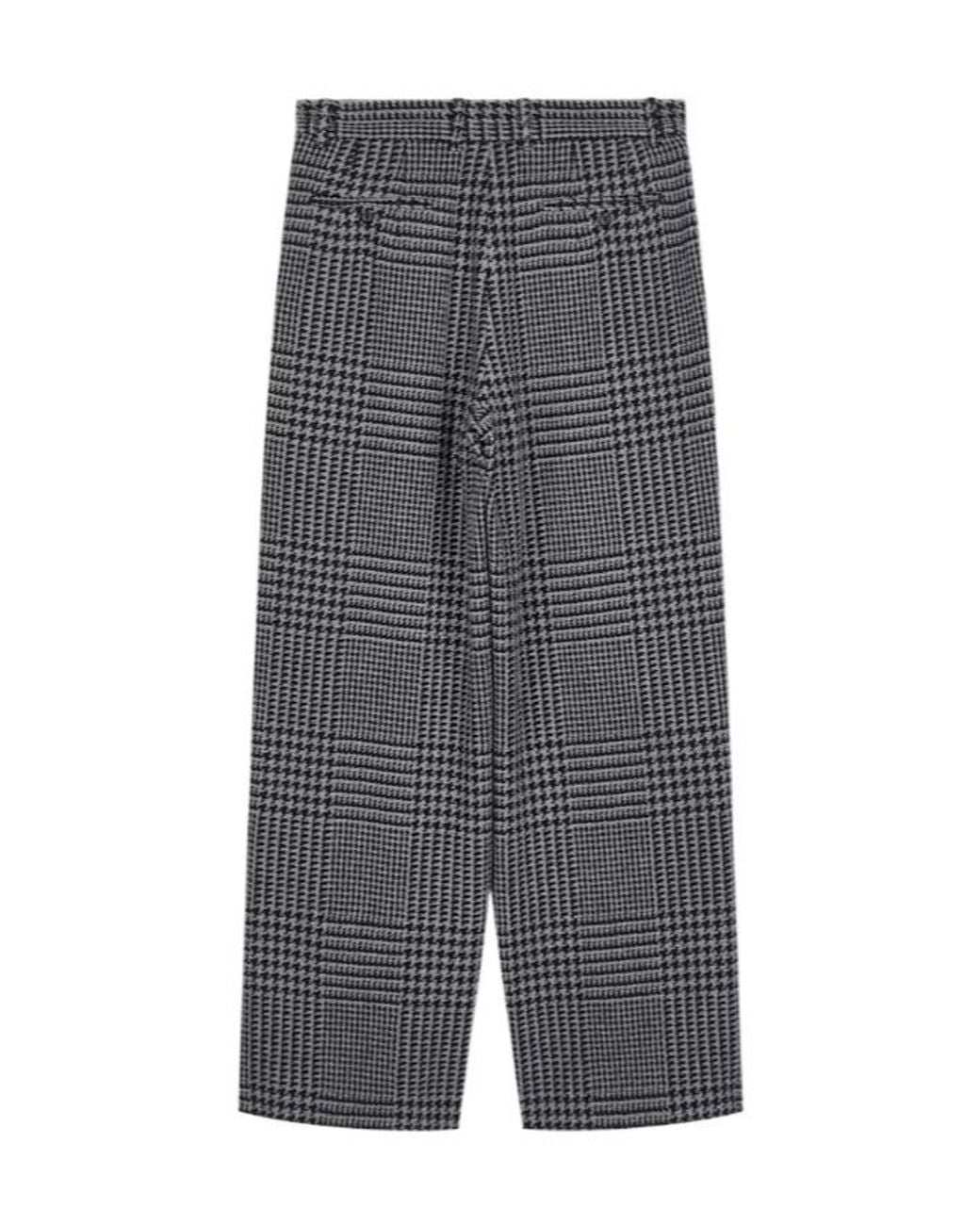 Emporio Armani Gray High-Waisted Pleated Trousers With A Houndstooth Pattern for men