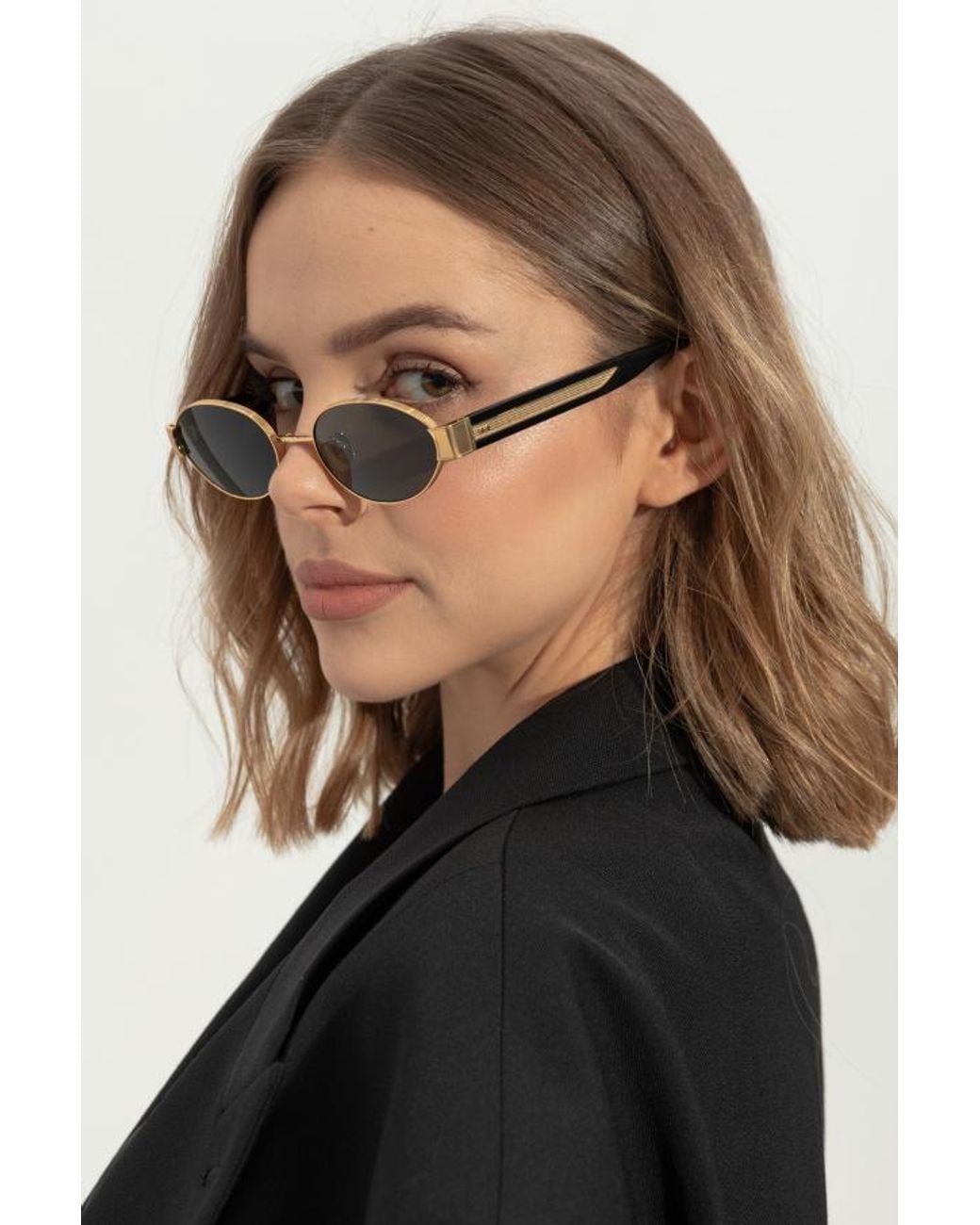 Linda Farrow Metallic Sadie Oval Frame Sunglasses