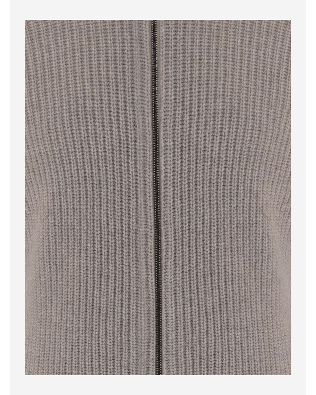 Tagliatore Gray Dundret Zip-Up Knit Cardigan for men