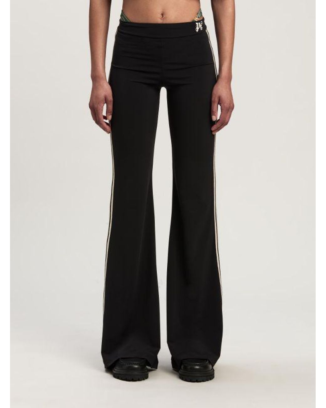 Palm Angels Black Side Stripe Detailed Flared Trousers