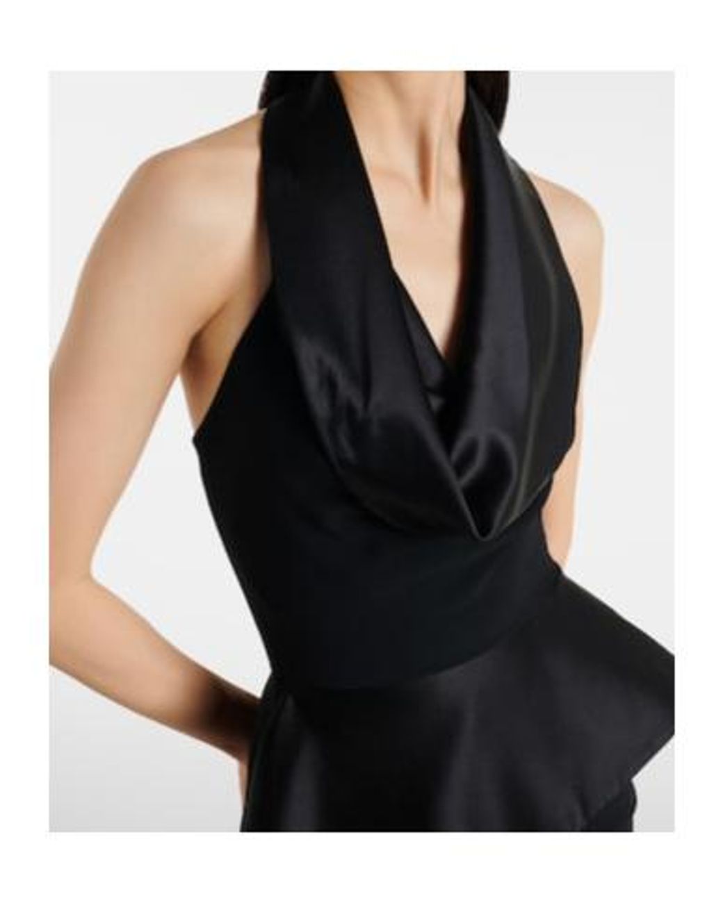 Maticevski Black Provocateur Halterneck Peplum Satin Gown