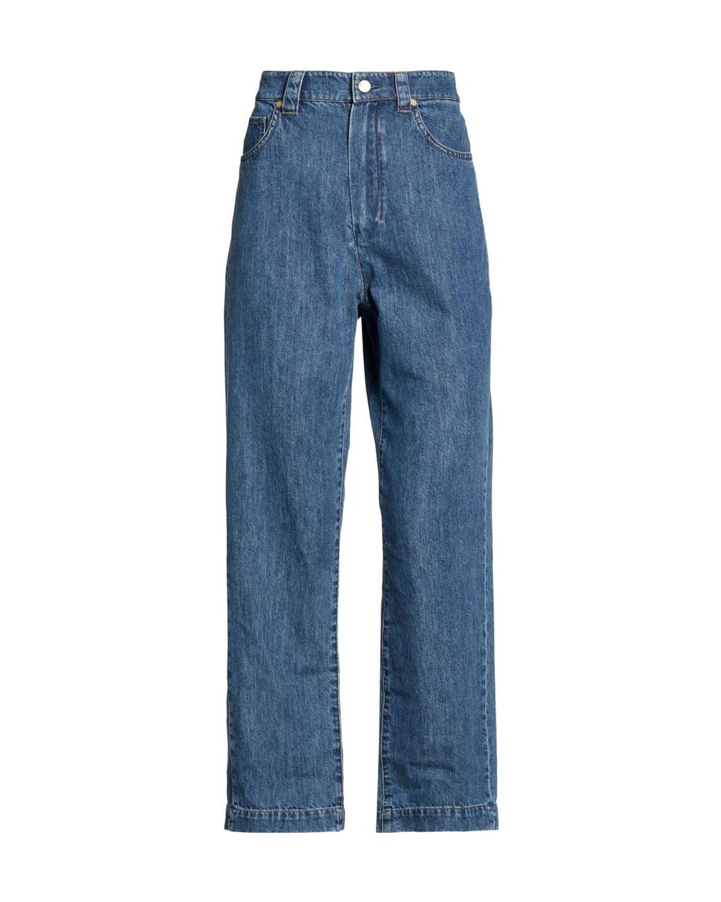 Max Mara Blue Solid Color Denim Trousers