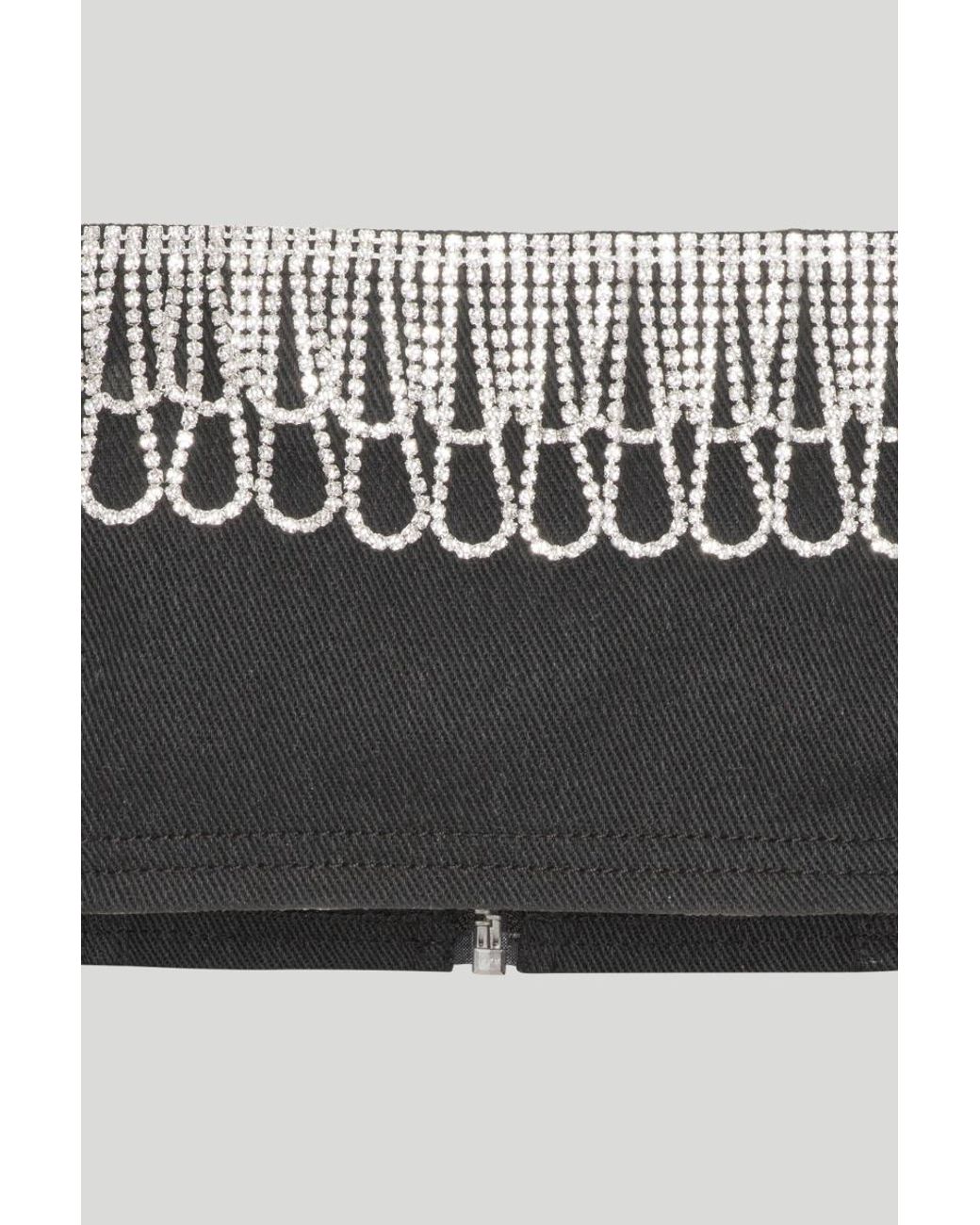 ROTATE BIRGER CHRISTENSEN Black Embellished Off-Shoulder Bandeau Top
