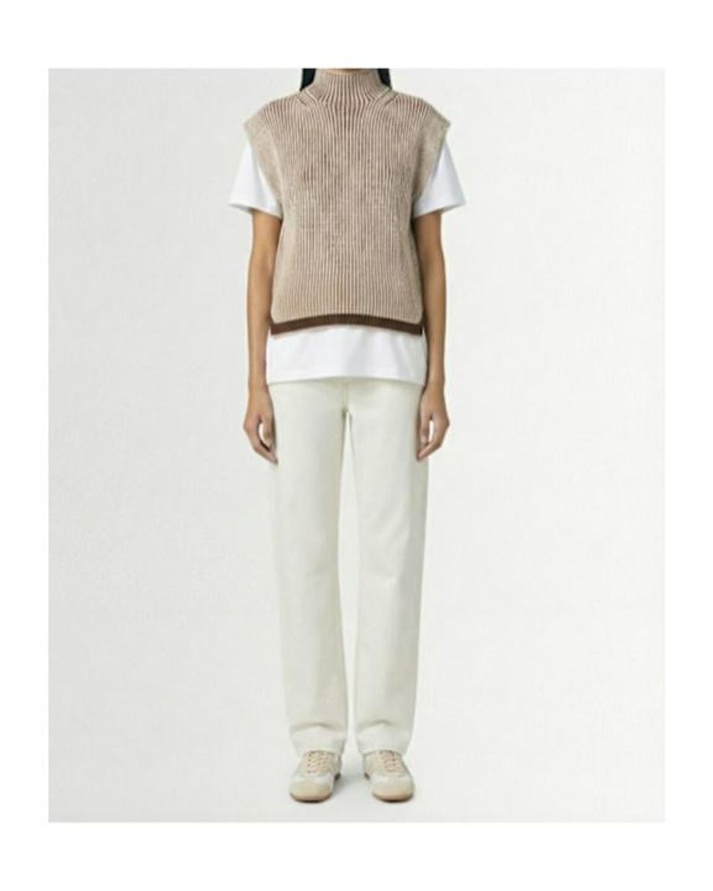 Varley White High-Necked Sleeveless Sweater