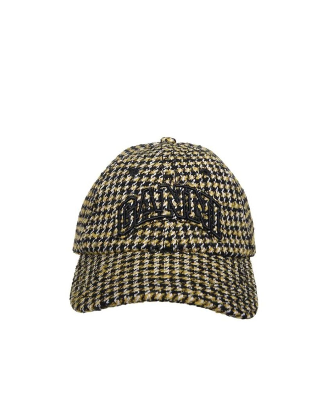 Ganni Checked Logo Baseball Cap in Green | Lyst