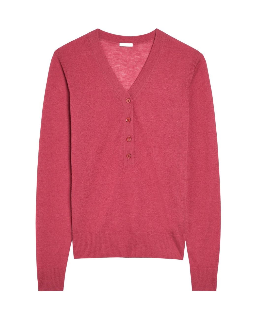 Joseph Pink V-Neck Long-Sleeve Knit Top