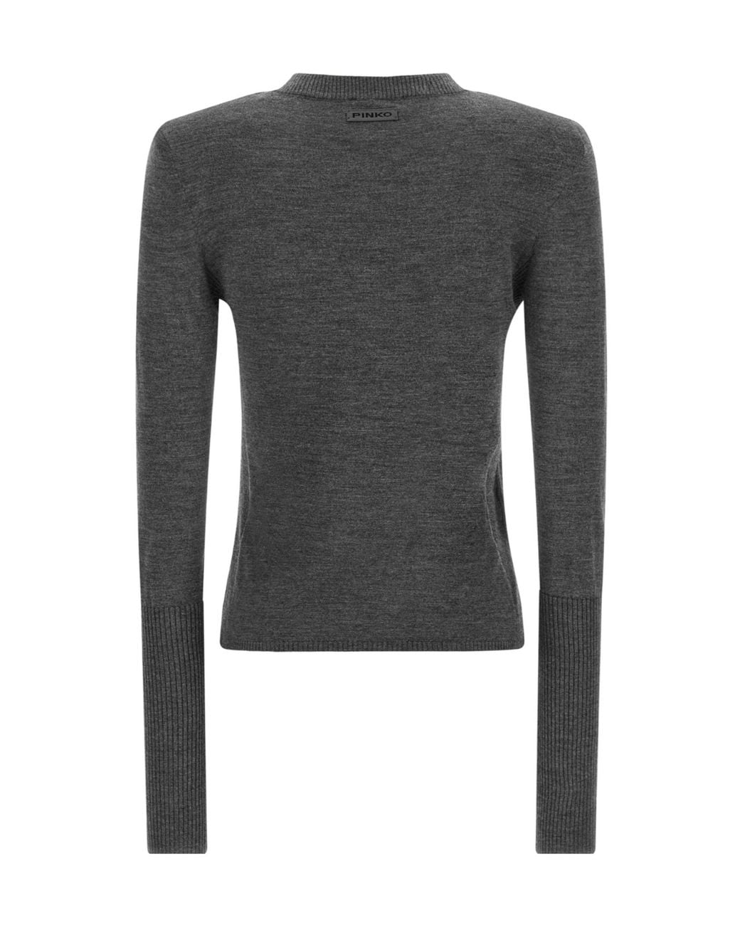 Pinko Gray Long Sleeve Ribbed-Cuff Jumper