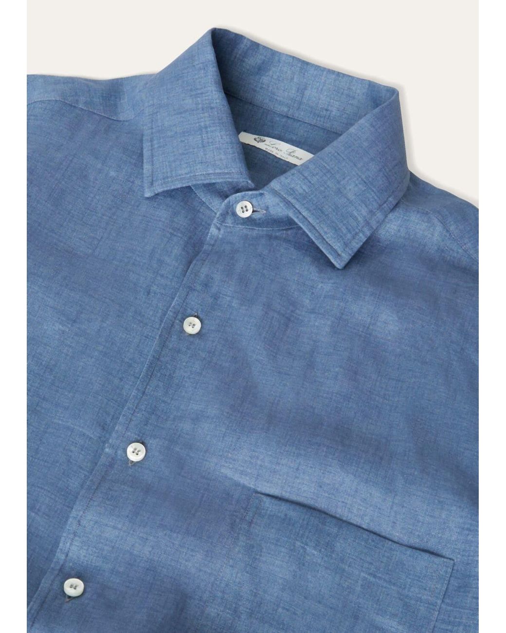 Loro Piana Blue André Buttoned Shirt for men