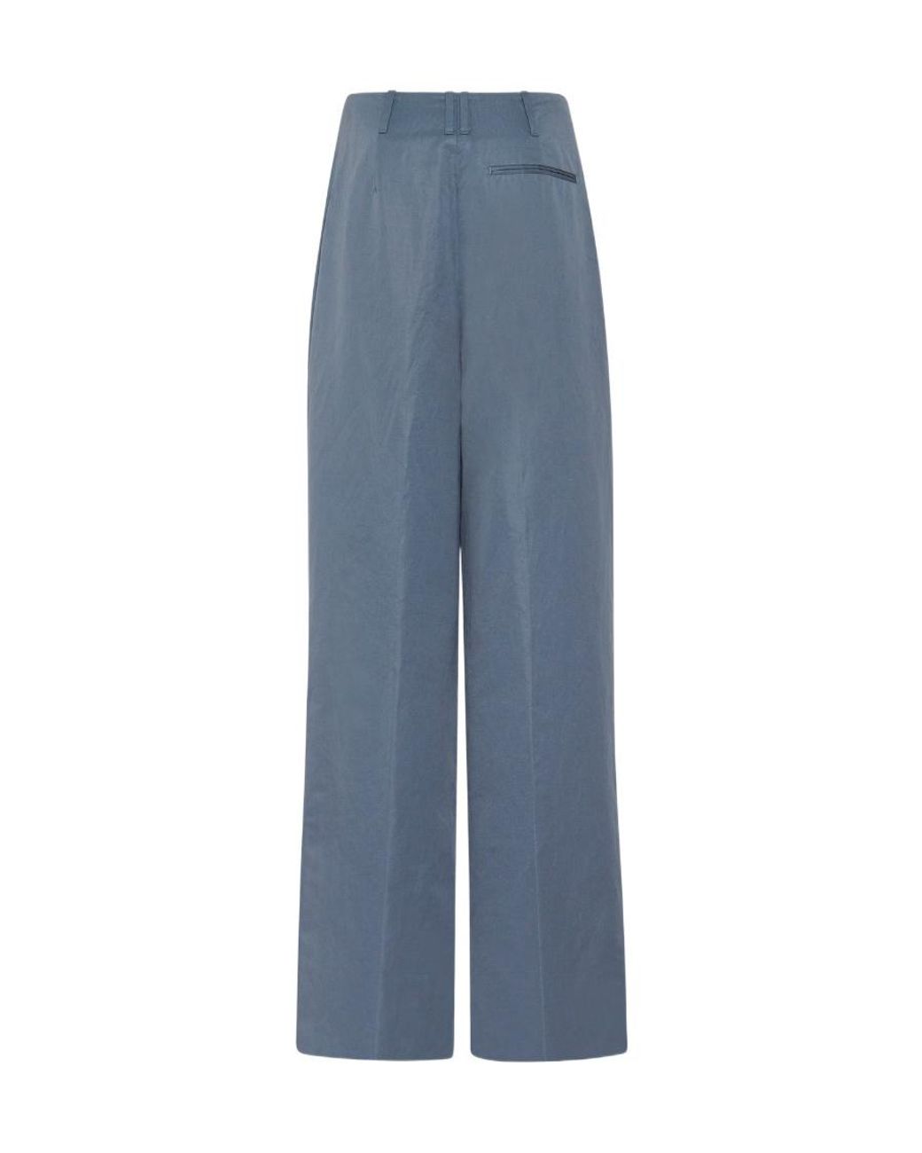 The Row Blue Wide-Leg Cotton-Ramie Trousers