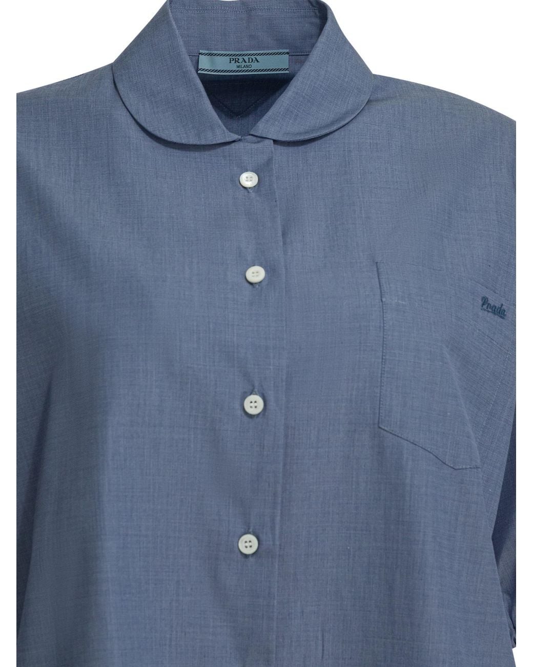 Prada Blue Short-Sleeved Button-Up Shirt