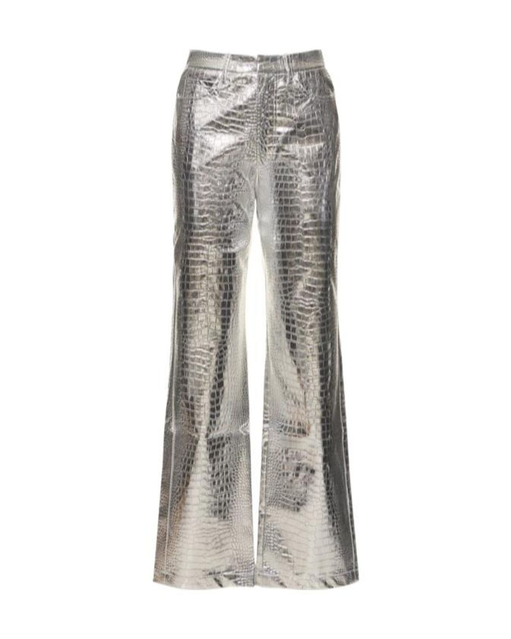 ROTATE BIRGER CHRISTENSEN Gray Textured Metallic Viscose Pants