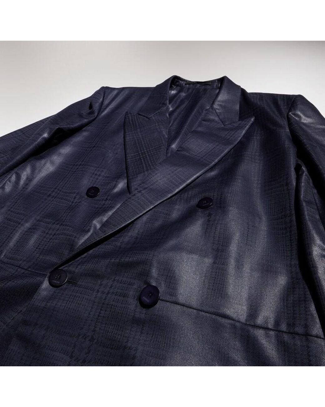 Gucci Blue Prince Of Wales Chintzed Wool Jacket