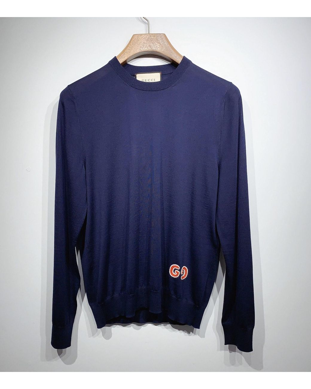 Gucci Blue Gg Logo Patch Jumper for men